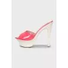 Two-tone patent leather sandals