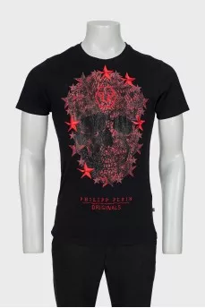Men's T-shirt decorated with rhinestones