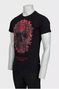 Men's T-shirt decorated with rhinestones