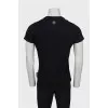 Men's black T-shirt with rhinestones