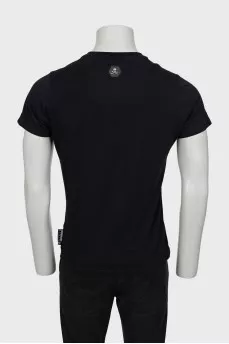 Men's black T-shirt with rhinestones