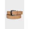 Brown leather embossed belt