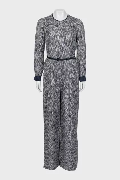 Silk jumpsuit with belt