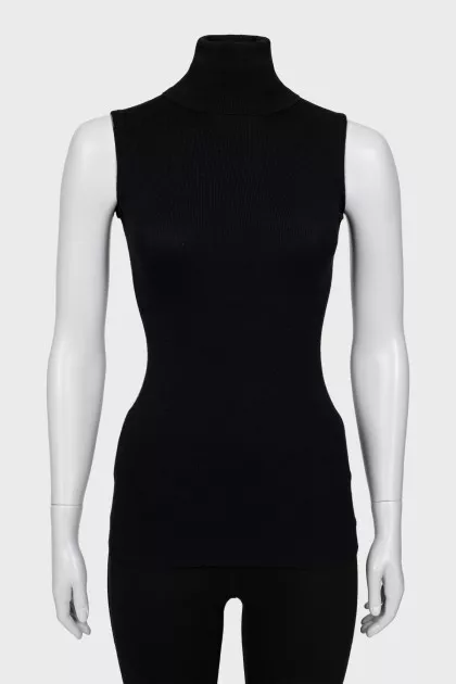 High neck wool tank top