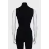 High neck wool tank top