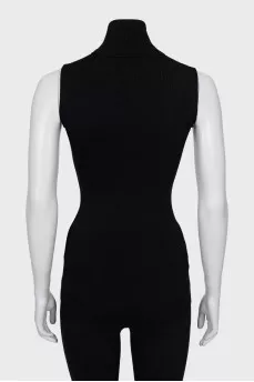 High neck wool tank top