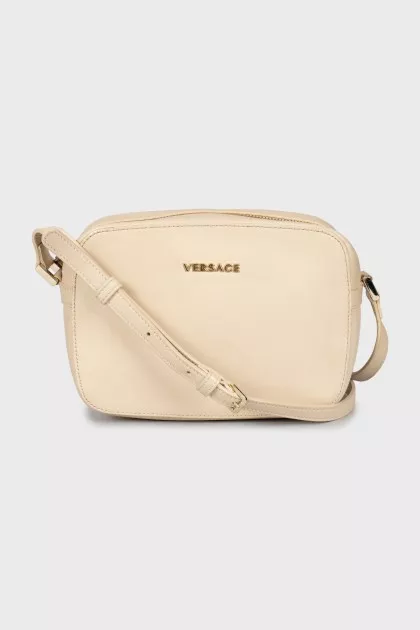Beige leather crossbody bag