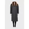 Gray cashmere coat with fur