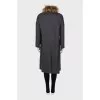 Gray cashmere coat with fur