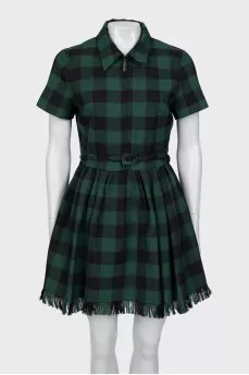 Wool dress in check print