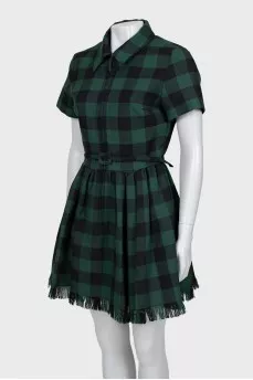 Wool dress in check print