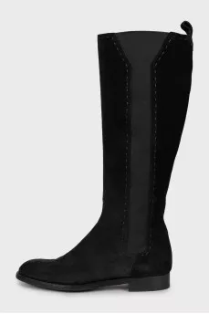 Suede round toe boots