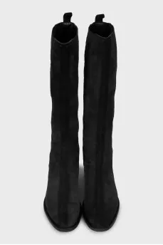Suede round toe boots