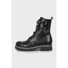Leather boots with silver spikes