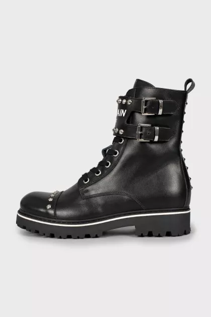 Leather boots with silver spikes