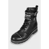 Leather boots with silver spikes