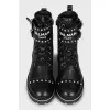 Leather boots with silver spikes