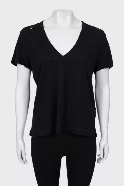 Black top with ripped effect
