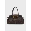 Brown leather tote bag