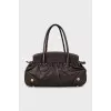 Brown leather tote bag