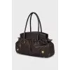 Brown leather tote bag