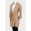 Cropped coat with a belt