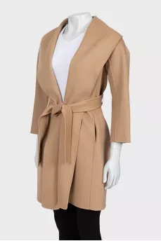 Cropped coat with a belt