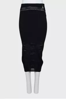 Black midi skirt with perforations