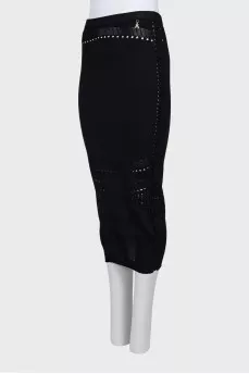 Black midi skirt with perforations