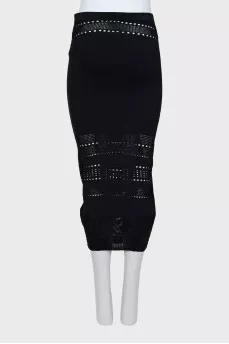 Black midi skirt with perforations
