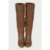 Insulated boots with wooden heels