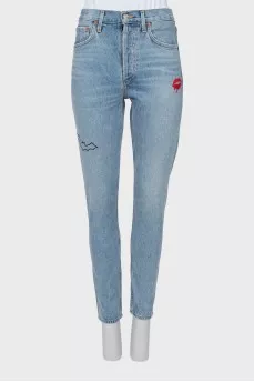 Light blue jeans with embroidery