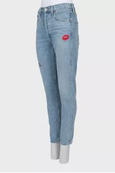 Light blue jeans with embroidery