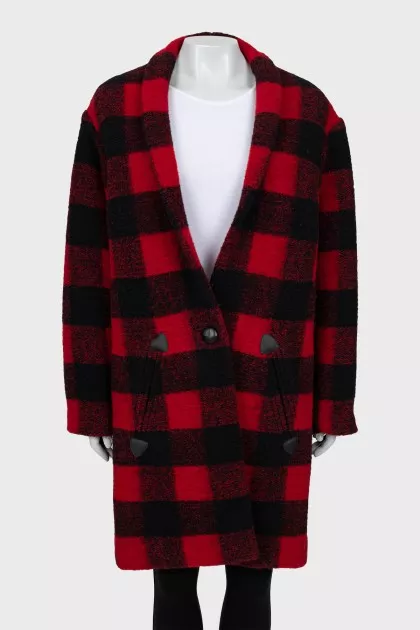 Two-tone check coat