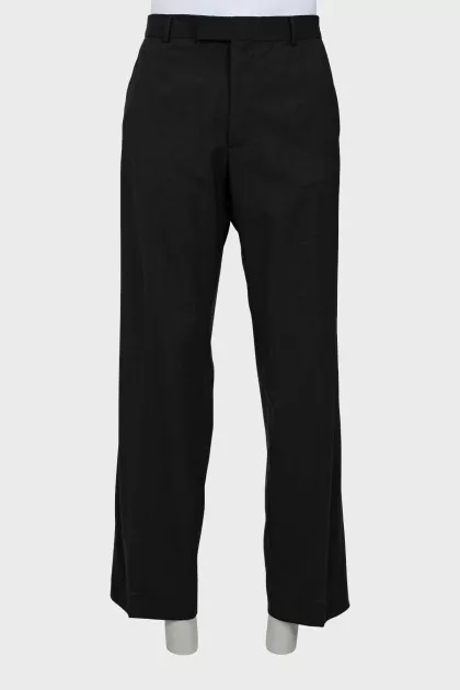 Men's black straight-fit trousers