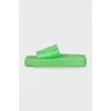 Men's green leather flip-flops