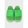 Men's green leather flip-flops