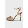 Animal print leather sandals