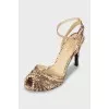 Animal print leather sandals