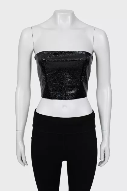 Eco-leather top with embossing
