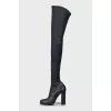 Blue leather boots