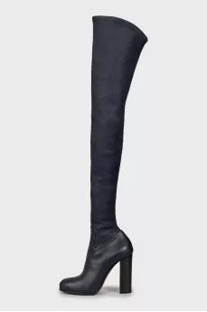 Blue leather boots
