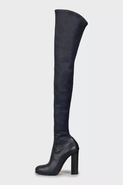 Blue leather boots