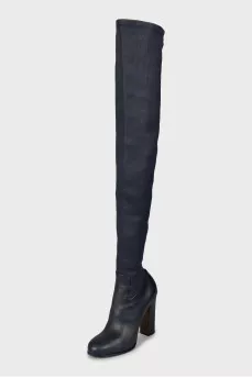 Blue leather boots