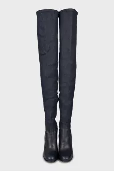 Blue leather boots