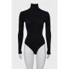Black bodysuit with high neck
