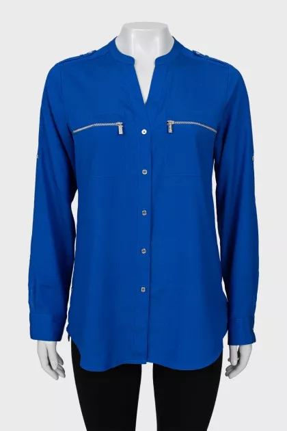 Blue straight fit blouse