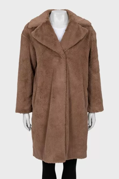 Brown eco-fur coat