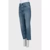 Button-down jeans with raw hem