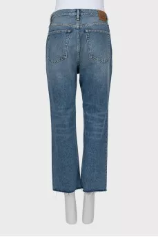 Button-down jeans with raw hem